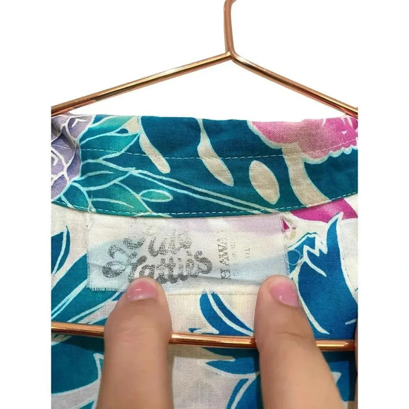 Hilo Hattie Blue Short Sleeve Tropical Floral Print Hawaiian Shirts Size 4XL - Picture 3 of 4